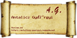 Antalicz Györgyi névjegykártya